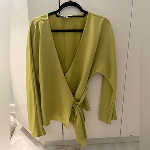 L’Academie Green Wrap Blouse